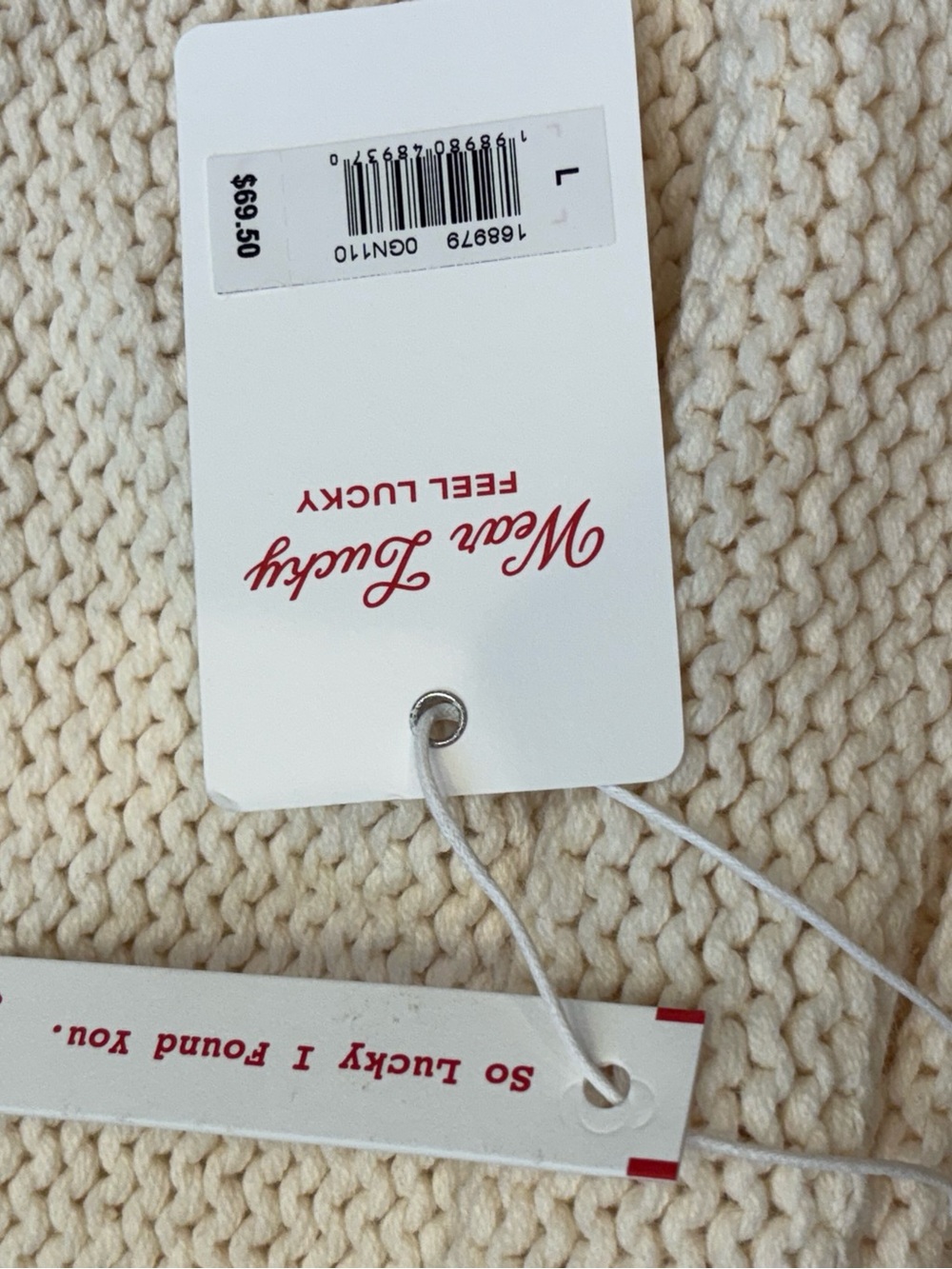 NWT Lucky Brand Cream Knit American flag Sweater vest- L - Picture 5 of 8